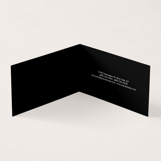 Premium L,nen Schwarz-weiß Minimalistisch geklappt Visitenkarten (Innenseite)