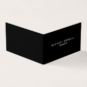 Premium L,nen Schwarz-weiß Minimalistisch geklappt Visitenkarten (Vorderseite)