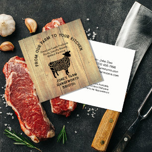 Premium-Lammzüchter- und Rindfleisch-Geschäft Visi Quadratische Visitenkarte