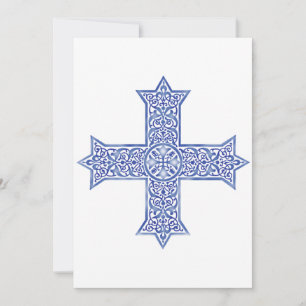 Premium Lapis Blau Koptisches Kreuz Kunst Einladung