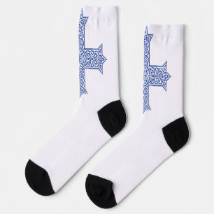 Premium Lapis Blau Koptisches Kreuz Kunst Socken