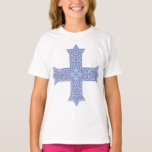 Premium Lapis Blau Koptisches Kreuz Kunst T-Shirt