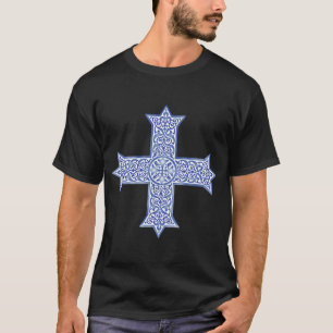 Premium Lapis Blau Koptisches Kreuz Kunst T-Shirt