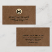 Premium Leather Gold Monogram Visitenkarte (Vorne/Hinten)