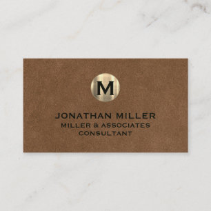 Premium Leather Gold Monogram Visitenkarte