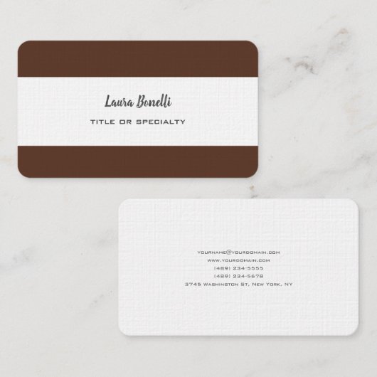 Premium-Leinen Beruflich Moderne Braun Weiß Visitenkarte (Vorne/Hinten)