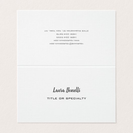 Premium-Leinen Beruflich Modernes, Minimalistische Visitenkarten (Außenseite Aufgefaltet)