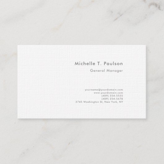 Premium-Leinen Minimalist Modern Visitenkarte (Vorderseite)