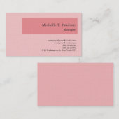Premium-Leinen Minimalistisch Modernes Rosa Visitenkarte (Vorne/Hinten)