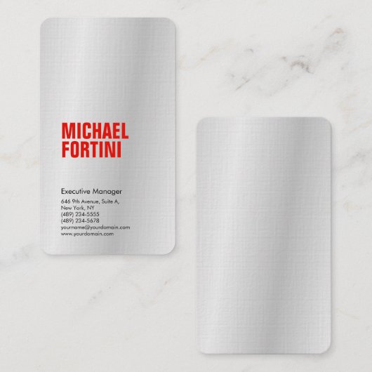 Premium Leinen silbergrau minimalistisch modernen Visitenkarte (Vorne/Hinten)