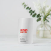 Premium Leinen silbergrau minimalistisch modernen Visitenkarte (Stehend Vorderseite)