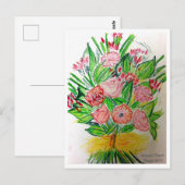 Premium Leinwand mit Gerberas (Glasur) Postkarte (Vorne/Hinten)
