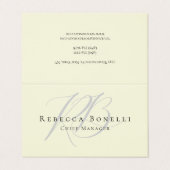 Premium Linen Exclusive Unique Monogram Beige Visitenkarten (Außenseite Aufgefaltet)