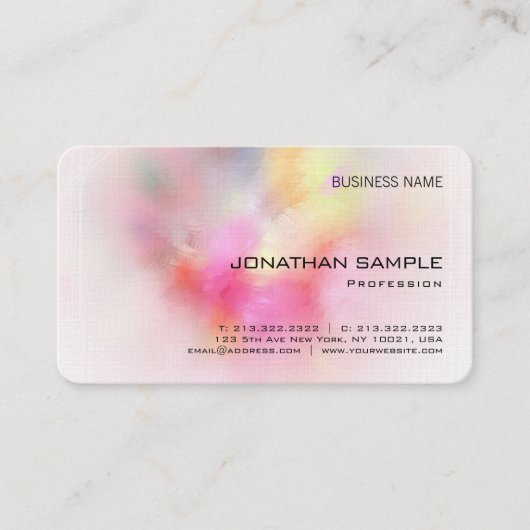 Premium Linen Farbenfrohe Abstrakte Kunst, Dichtun Visitenkarte (Vorderseite)