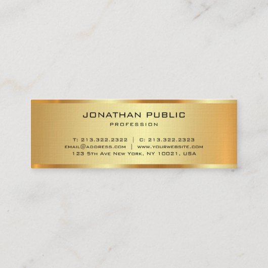 Premium Linen Imitate Gold Template Monogram Erstm Mini Visitenkarte (Rückseite)