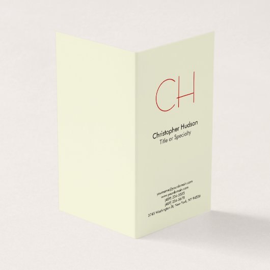 Premium Linen Red Trendy Moderne Monogram Visitenkarten (Vorderseite)