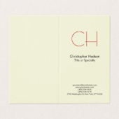 Premium Linen Red Trendy Moderne Monogram Visitenkarten (Außenseite Aufgefaltet)