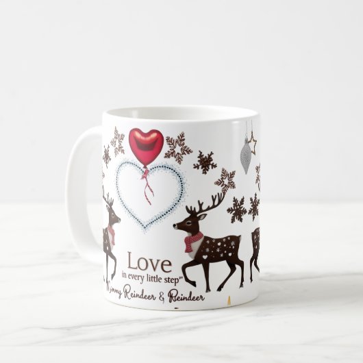 Premium Luxury Reindeer Snowflake Love in Every Kaffeetasse (Vorderseite Links)