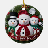Premium Luxury Snowman Family Christmas Wreath Keramik Ornament (Vorne)