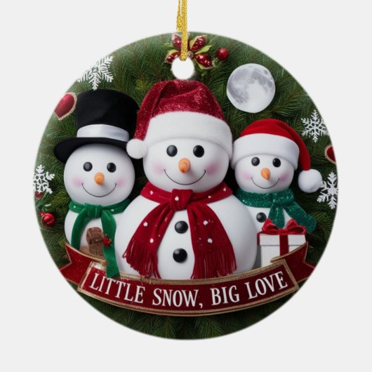 Premium Luxury Snowman Family Christmas Wreath Keramik Ornament (Hinten)