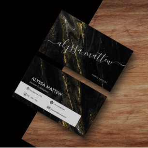 Premium Luxus Moderner Black Marble Gold Glitzer Visitenkarte