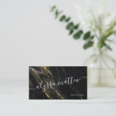 Premium Luxus Moderner Black Marble Gold Glitzer Visitenkarte (Stehend Vorderseite)