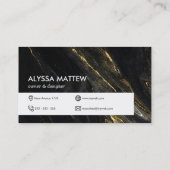 Premium Luxus Moderner Black Marble Gold Glitzer Visitenkarte (Rückseite)