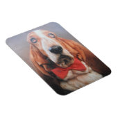 Premium Magnet Basset Hound in Red Bow Krawatte (Rechte Seite)