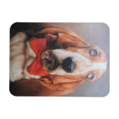 Premium Magnet Basset Hound in Red Bow Krawatte (Horizontal)