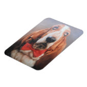 Premium Magnet Basset Hound in Red Bow Krawatte (Linke Seite)