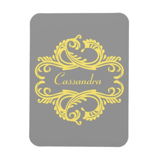Premium Magnet für Gelben Chic Damask (Vertikal)