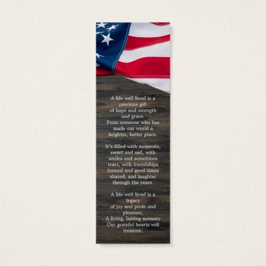 Premium Memorial USA Flag Beerdigung Lesezeichen (Rückseite)