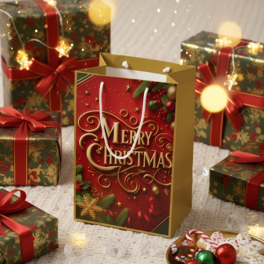 Premium Merry Christmas Gift Bag Mittlere Geschenktüte