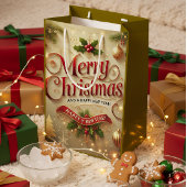 Premium Merry Christmas & Happy New Year Gift Bag Mittlere Geschenktüte