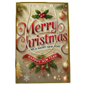 Premium Merry Christmas & Happy New Year Gift Bag Mittlere Geschenktüte (Vorderseite)