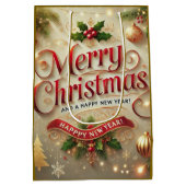 Premium Merry Christmas & Happy New Year Gift Bag Mittlere Geschenktüte (Rückseite)