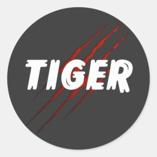 Premium-Miet-Tiger-Claw-Grafik-Aufkleber – Bold W Runder Aufkleber