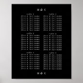 Premium Modern Black Onyx Wedding Seating Chart Poster (Vorne)