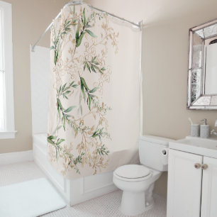 Premium Modern Boho Eukalyptus Light Blink Pink Duschvorhang