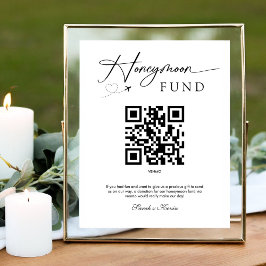 Premium Modern Honeymoon Fund QR Code Wedding Sockelschild