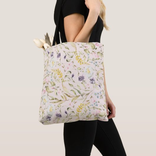 Premium Moderne Frühlings-Wildblumen Tasche (Von Nahem)