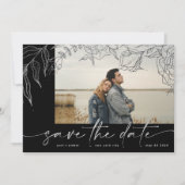 Premium | Modernes Graues Forever Foto Silver Flor Save The Date (Vorderseite)