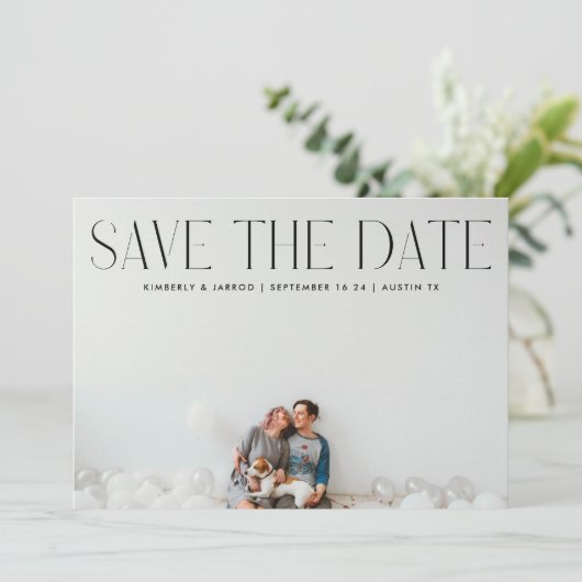 Premium Modernes, trendiges Foto-Design Save The Date (Stehend Vorderseite)