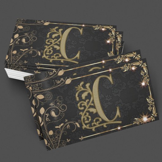 Premium Monogram Black Gold Sparkcard Visitenkarte