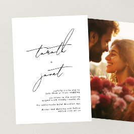 Premium NAMES Stilvolle Black & White Foto Hochzei Einladung