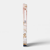 Premium Navy Blau & Rosa Botanical Marmor Case-Mate iPhone Hülle (Rückseite / Links)