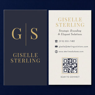 Premium Navy Gold QR Code Geschäftskarte Visitenkarte