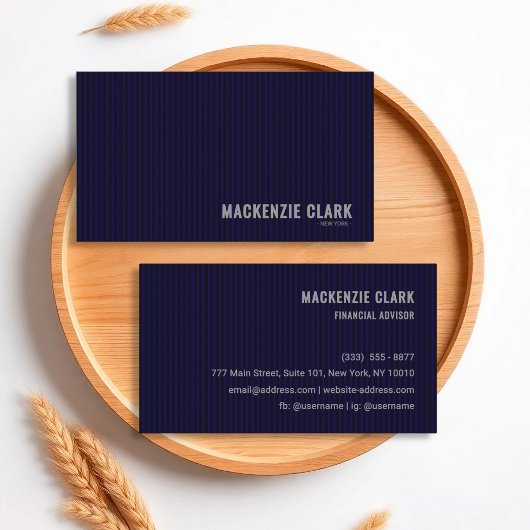 Premium Navy Pinstripe Business Card Visitenkarte