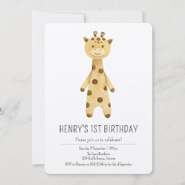Premium, Niedliche Giraffe Kinder Einladung 1. Geb