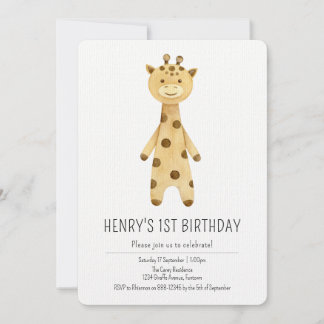 Premium, Niedliche Giraffe Kinder Einladung 1. Geb